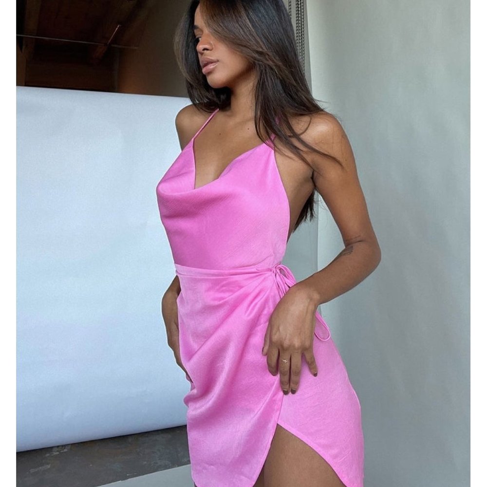 Princess Polly Ensley Pink Flowy Mini Dress XS 2 Hot Pink Summer Dress